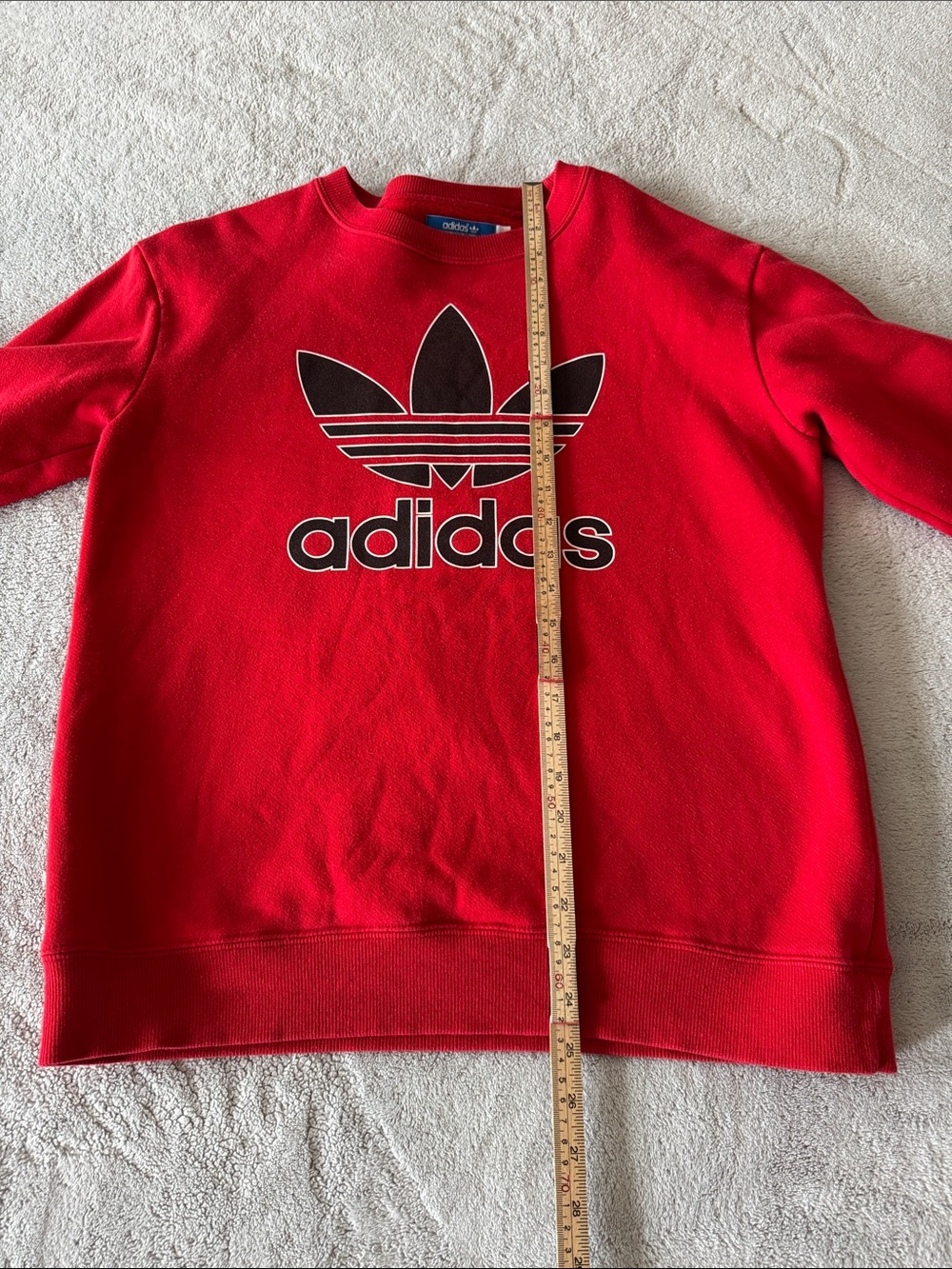 Adidas Originals Trefoil Logo Crewneck Sweatshirt Red Black Spell Out Adult sz S - Picture 6 of 9